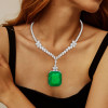20ct Cushion Cut Emerald Statement Necklace