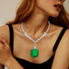 20ct Cushion Cut Emerald Statement Necklace