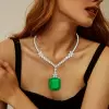 20ct Cushion Cut Emerald Statement Necklace