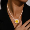 15ct Cushion Cut Yellow Sapphire Statement Necklace