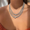 120ctw Victorian Style Round Cut Two Row Riviere Necklace