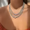 120ctw Victorian Style Round Cut Two Row Riviere Necklace