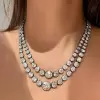 120ctw Victorian Style Round Cut Two Row Riviere Necklace