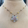 16ctw Cushion Cut Multicolor Sapphire Kaleidoscope Necklace