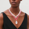 89ctw Pear Cut Ruby and White Sapphire Statement Necklace