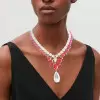 89ctw Pear Cut Ruby and White Sapphire Statement Necklace
