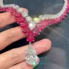 89ctw Pear Cut Ruby and White Sapphire Statement Necklace