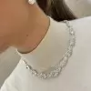 62ctw Oval and Pear Cut White Sapphire Statement Necklace