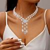 120ctw Round and Pear Cut White Sapphire Statement Necklace