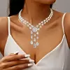 120ctw Round and Pear Cut White Sapphire Statement Necklace