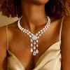 120ctw Round and Pear Cut White Sapphire Statement Necklace