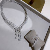 120ctw Round and Pear Cut White Sapphire Statement Necklace