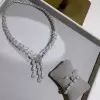 120ctw Round and Pear Cut White Sapphire Statement Necklace