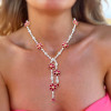 42ctw White Sapphire and Ruby Flower Statement Necklace