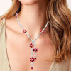 42ctw White Sapphire and Ruby Flower Statement Necklace
