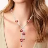 42ctw White Sapphire and Ruby Flower Statement Necklace