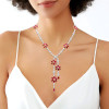 42ctw White Sapphire and Ruby Flower Statement Necklace
