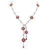 42ctw White Sapphire and Ruby Flower Statement Necklace