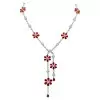 42ctw White Sapphire and Ruby Flower Statement Necklace