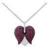 Two Tone Ruby Paved Tulip Heart Necklace