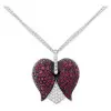 Two Tone Ruby Paved Tulip Heart Necklace