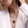 Two Tone Ruby Paved Tulip Heart Necklace