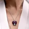 Two Tone Ruby Paved Tulip Heart Necklace