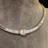 42ctw Cushion and Emerald Cut White Sapphire Necklace