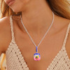 8ctw Cushion Cut Bicolor Tourmaline Pendant Necklace
