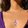 8ctw Cushion Cut Bicolor Tourmaline Pendant Necklace