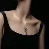 16ctw Emerald and White Sapphire Vintage Necklace