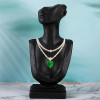 20ct Huge Heart Cut Emerald Two Row Statement Necklace