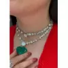 15ct Heart Cut Emerald Statement Necklace