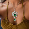 16ctw Emerald and White Sapphire Vintage Necklace