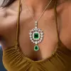 16ctw Emerald and White Sapphire Vintage Necklace