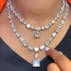 115ctw Multicut White Sapphire Double-Layer Statement Necklace