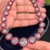 90ctw Halo Ruby White Sapphire Statement Necklace