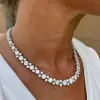 46ctw Round Cut White Sapphire Tennis Necklace