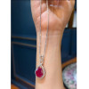 9ct Pear Cut Ruby Vintage Halo Pendant Necklace