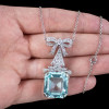 20ct Aquamarine Art Deco Bowknot Pendant Necklace