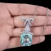 20ct Aquamarine Art Deco Bowknot Pendant Necklace
