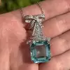 20ct Aquamarine Art Deco Bowknot Pendant Necklace