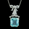 20ct Aquamarine Art Deco Bowknot Pendant Necklace