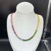 90ctw Classic Emerald Cut Multicolor Rainbow Satatement Necklace