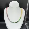 90ctw Classic Emerald Cut Multicolor Rainbow Satatement Necklace