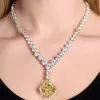 90ctw White and Cushion Cut Yellow Sapphire Statement Necklace