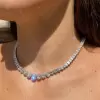 45ctw Cushion Cut White Sapphire Riviera Necklace