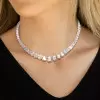 45ctw Cushion Cut White Sapphire Riviera Necklace