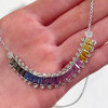 20ctw Emerald Cut Multicolor Sapphire Pendant Necklace