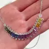 20ctw Emerald Cut Multicolor Sapphire Pendant Necklace